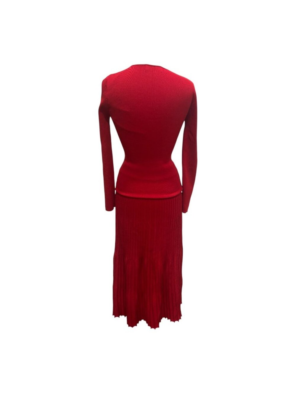 Serafina Australia Red Knit 2 Piece Skirt Set Size 10 Pleated Midi Sweater - Picture 4 of 12